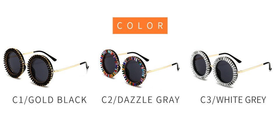 Brand Designer Round Diamond Sunglasses Women Fashion Vintage Party Travel Steampunk Sun Glasses Sexy Ladies Shades_voghion.com