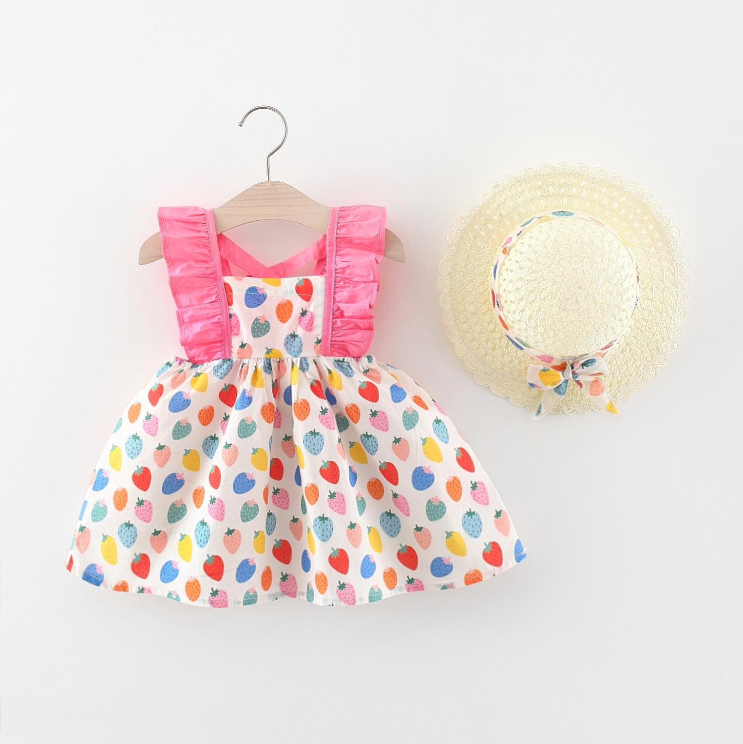 Sommerkleid für Mädchen, rosa, Neckholder, Prinzessinnenkleid, Strand, Hawaii-Geburtstagspartykleid (Mädchen 0–3 Jahre alt), lässiges Puffkleid_voghion.com