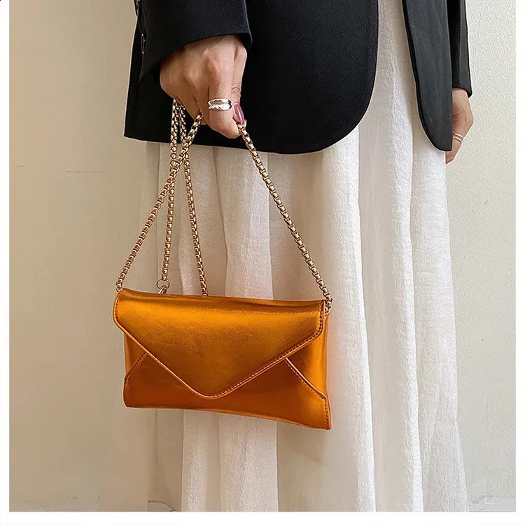 Pochette enveloppe en cuir PU brillant, sac à main classique Dr Purse pliable, sac messager de soirée pour femme 240824_voghion.com