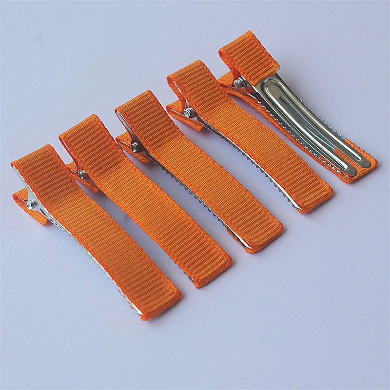 300pcs 5cm Grosgrain Ribbon Lined Alligator Hairpins for Princess Girls Ponytail Clips Children Metal Hair Barrettes_voghion.com