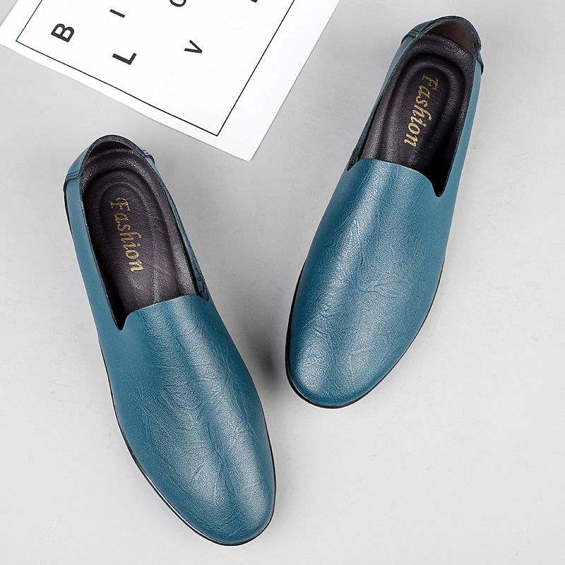 Frühling Sommer Herren Halbschuhe Casual Leder Mann Einfache Mokassins Slip-On Fahren Outdoor Bootsschuhe Handgehte Lazy_voghion.com