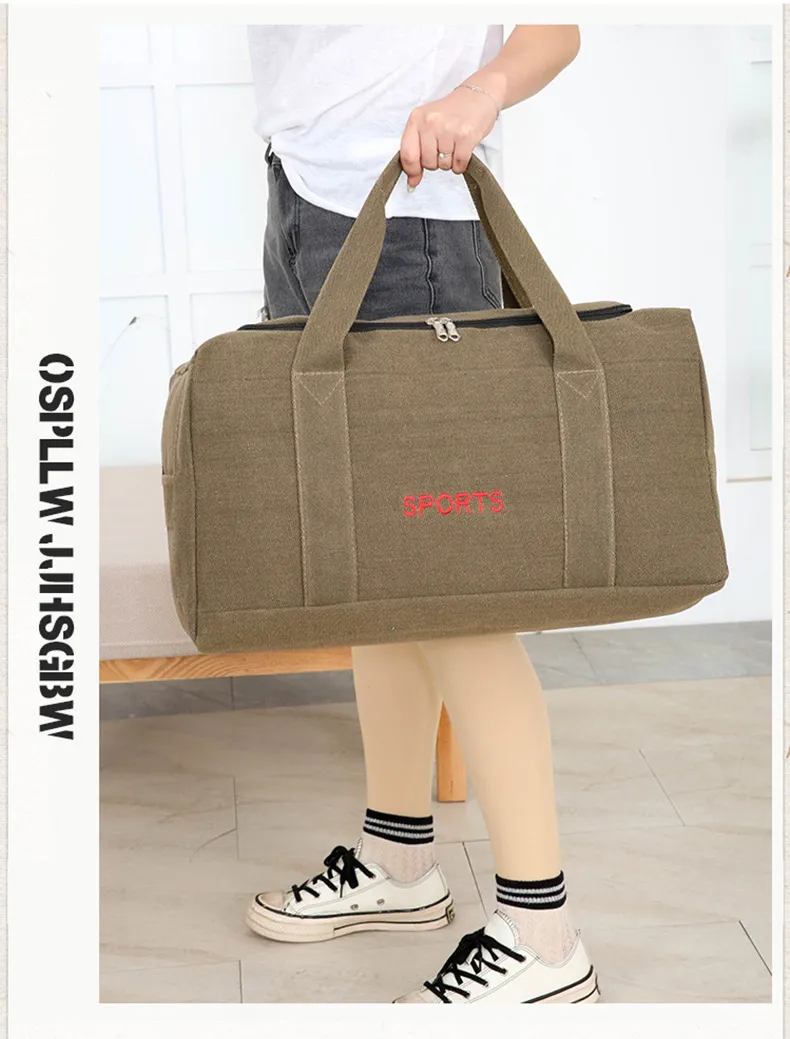 Unisex Vintage Canvas Travel Large Capacity Duffel Hand Lage Gym Pack Multifunction Sac De Voyage Weekend Bag_voghion.com