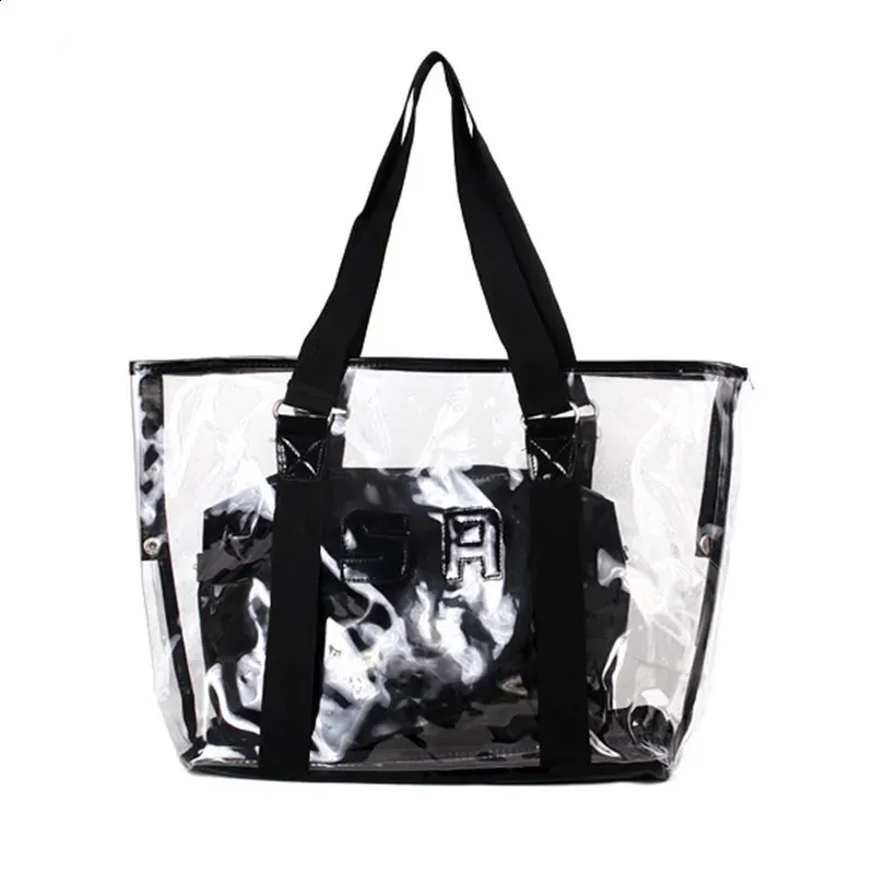 Candy color Transparent Bags Summer Package PVC clear Beach Jelly Crystal Shoulder Bag Women Handbag drop 240731_voghion.com