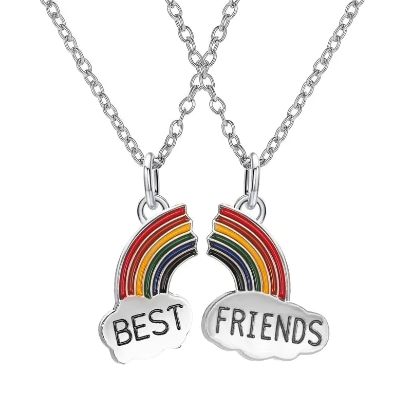 Pendant Necklaces 2PCS Cartoon BFF Couple Avocado Butterfly Dolphin Friends Chains Pandent Necklace Fashion Kids_voghion.com
