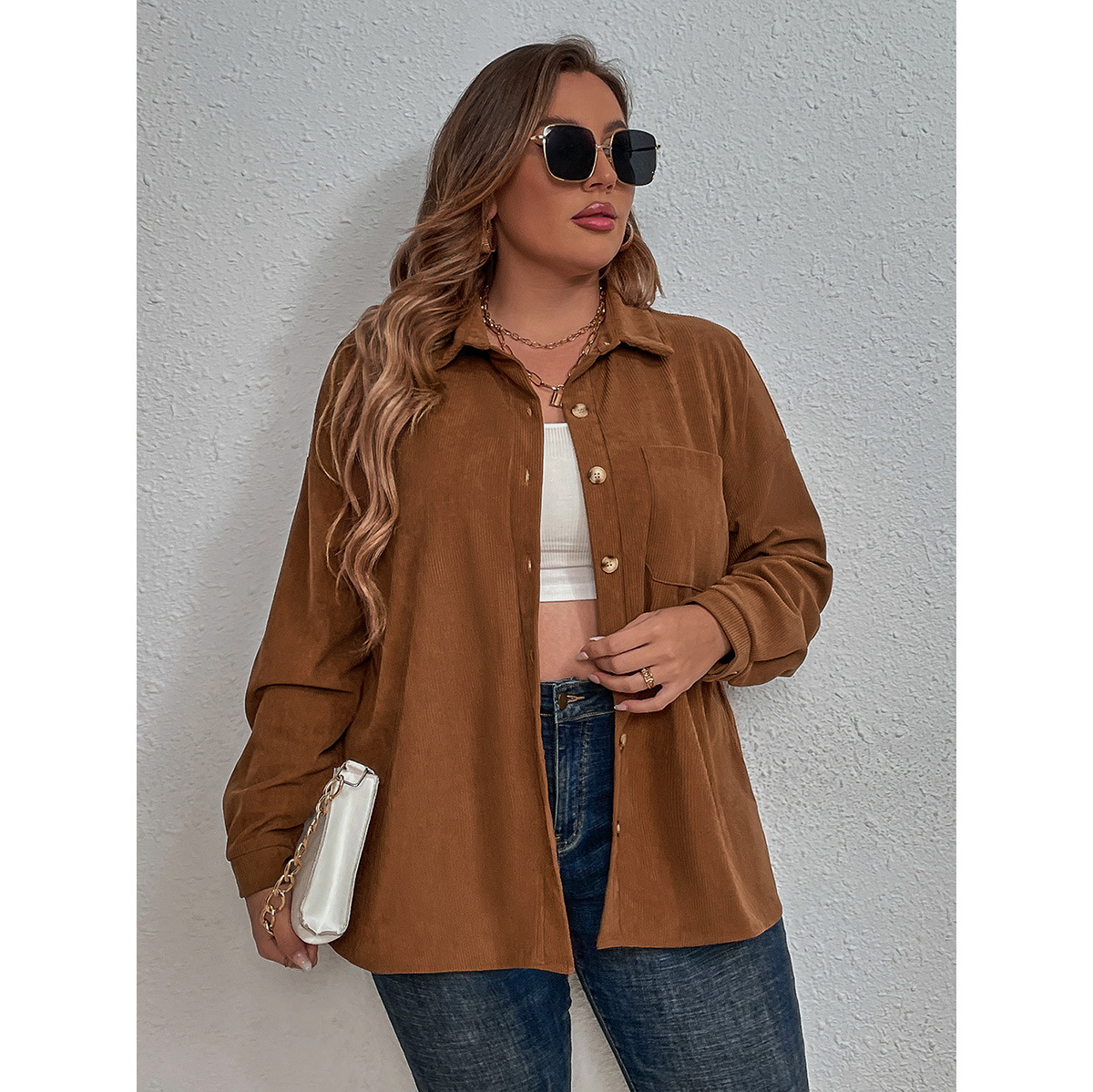 Women's large size women's clothing long-sleeved shirt for women_voghion.com