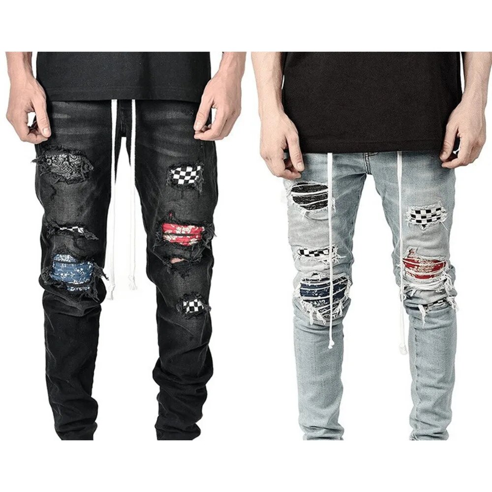 Men's Jeans  High end Slim cut Slim-fit pants New men long trousers_voghion.com