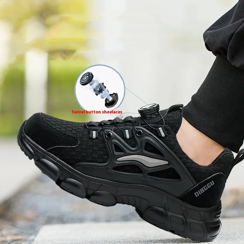 Rotating Button Mens Womens Steel Toe Plus Size 47 48 Work Sports Shoes Protective Safety Boots 250226_voghion.com