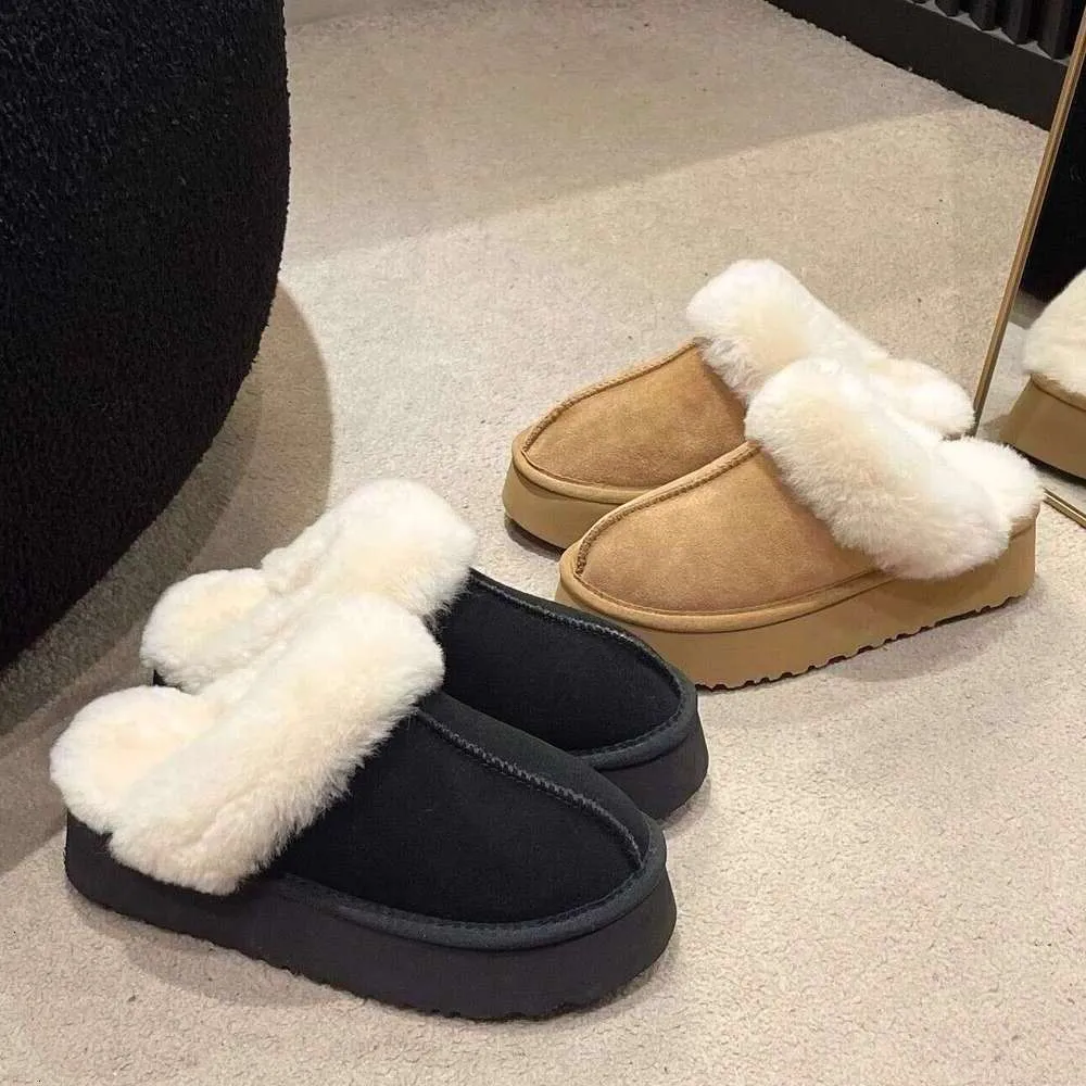 2024 Fashion New Thick soled Comfortable and Durable Fur Integrated Snow Boots for Outer Wearing Baotou Cotton Slippers_voghion.com
