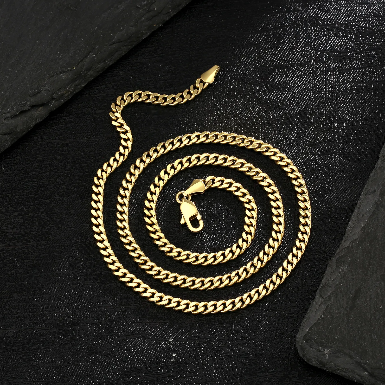 KRKC all'ingrosso 3mm 4mm 5mm 6mm 8mm 14k placcato oro in acciaio inossidabile Miami cubano maglia collana chiusura a moschettone catene da uomo_voghion.com
