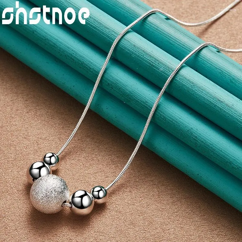 Ķēdītes SHSTONE Sterling Sier matētas gludas pērlīšu ķēdes kaklarota sievietēm ballītēm, saderināšanās, kāzām, modes piekariņš_voghion.com