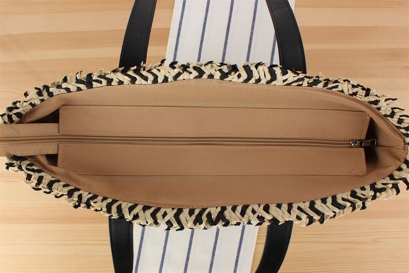 Nuova corda di carta bicolore intrecciata per pendolarismo alla moda, grande capacità, borsa a tracolla per verdure, secchiello per l'acqua_voghion.com