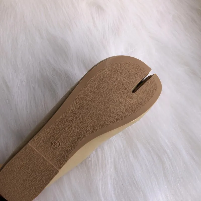 Tabi Ninja Παπούτσια Γυναικεία Microfiber Δερμάτινα άνετα φλατ Παντόφλες με σπαστά δάχτυλα Παντόφλες με μαλακό κάτω μέρος Loafers για γυναίκες_voghion.com