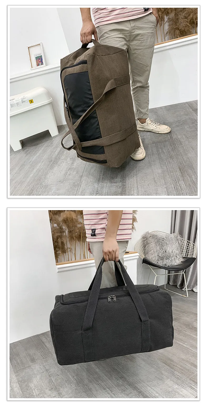 Canvas Travel Bag Durable Handbag Large Capacity Outdoor Sports Storage Lage Backpack Sac De Voyage_voghion.com