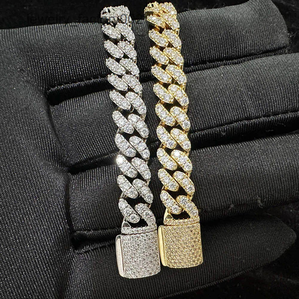 Collana con catena cubana K con moissanite VVS da 8 mm, placcata in oro, con test del diametro, in argento, per gioielli hip hop_voghion.com