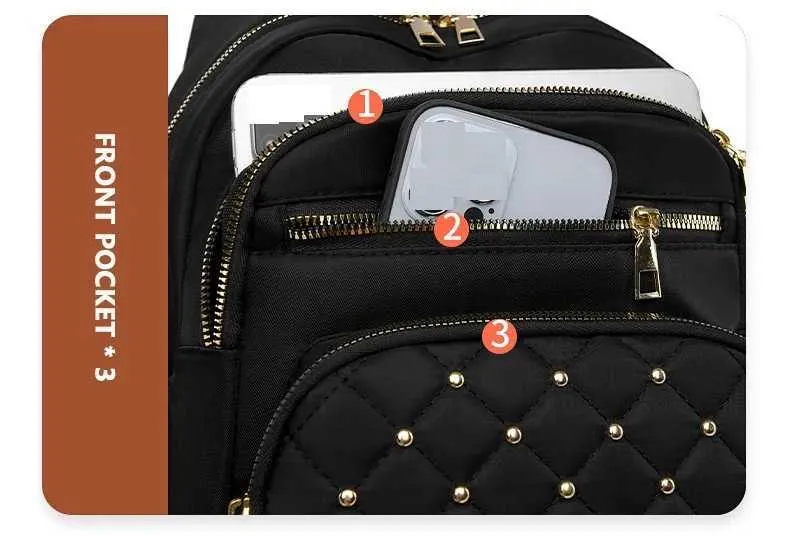 Women's Backpack Simple Solid Colour Shoulder Bag Oxford Fabric_voghion.com