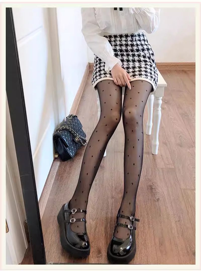 Șosete subțiri unisex ultra-subțiri jk negre cu buline, pentru femei_voghion.com