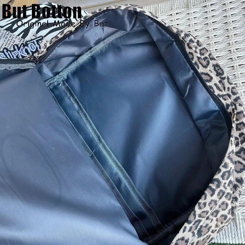 Zebra-Drock Leopard-Drock Leinwand séiss cool Spice Girl Schüler Schoultasch mat grousser Kapazitéit Y2K Millennium 241028_voghion.com