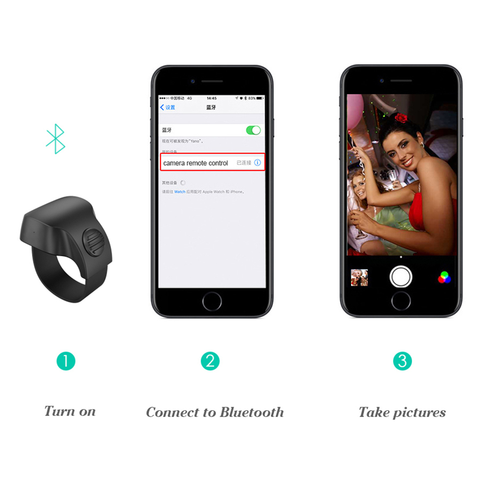 Portable MiNi Bluetooth 5.1 Phone Selfie Shutter Remote Control ring Wireless Smart remote Control Ring For IOS Android Xiaomi_voghion.com