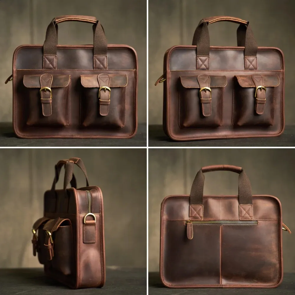 Borsa da uomo in vera pelle vintage, borsa a mano, borsa a tracolla, in pelle di mucca, marrone, moda, per computer portatile_voghion.com