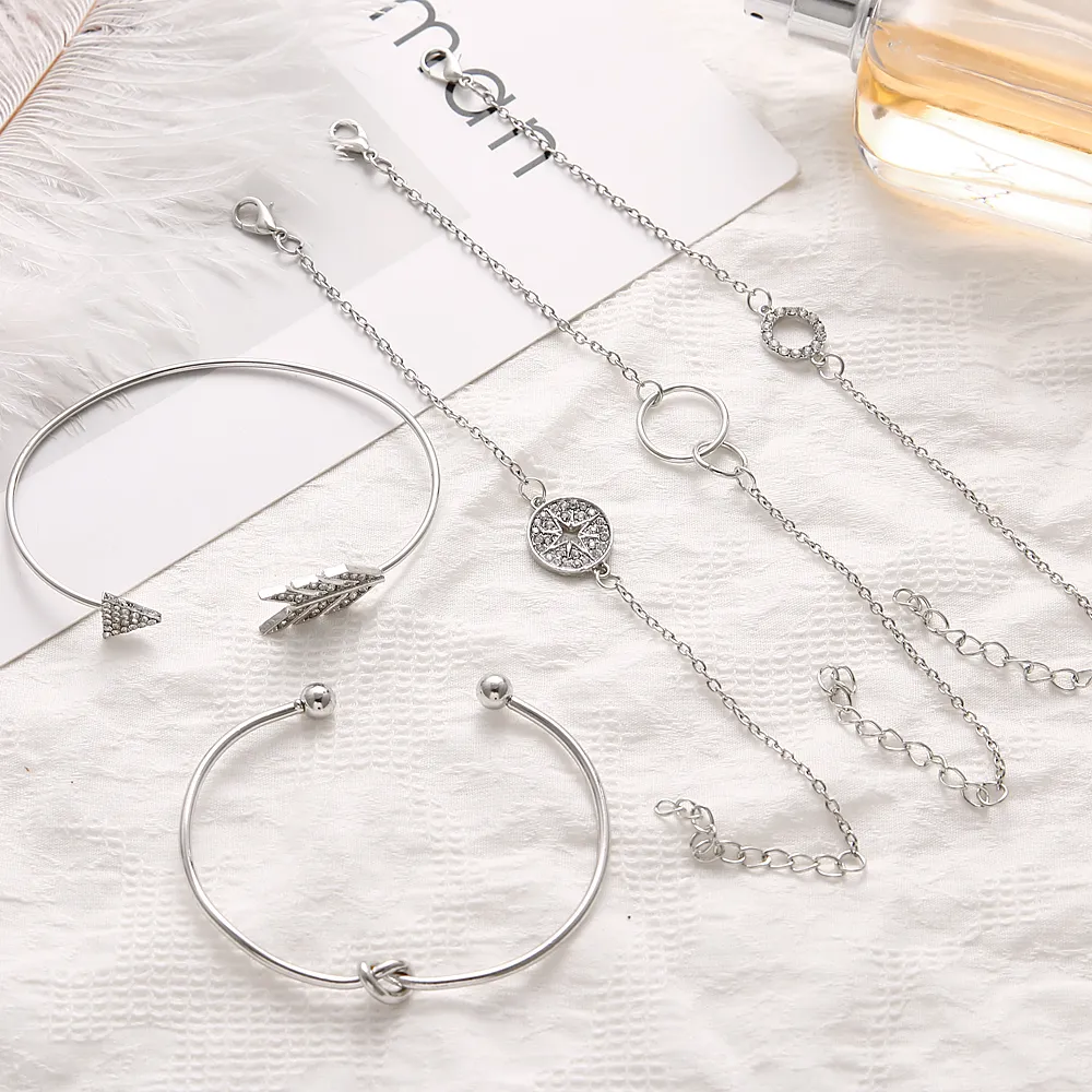 Multilayer Bracelet Set Bohemian Style Crystal Compass Jewelry_voghion.com