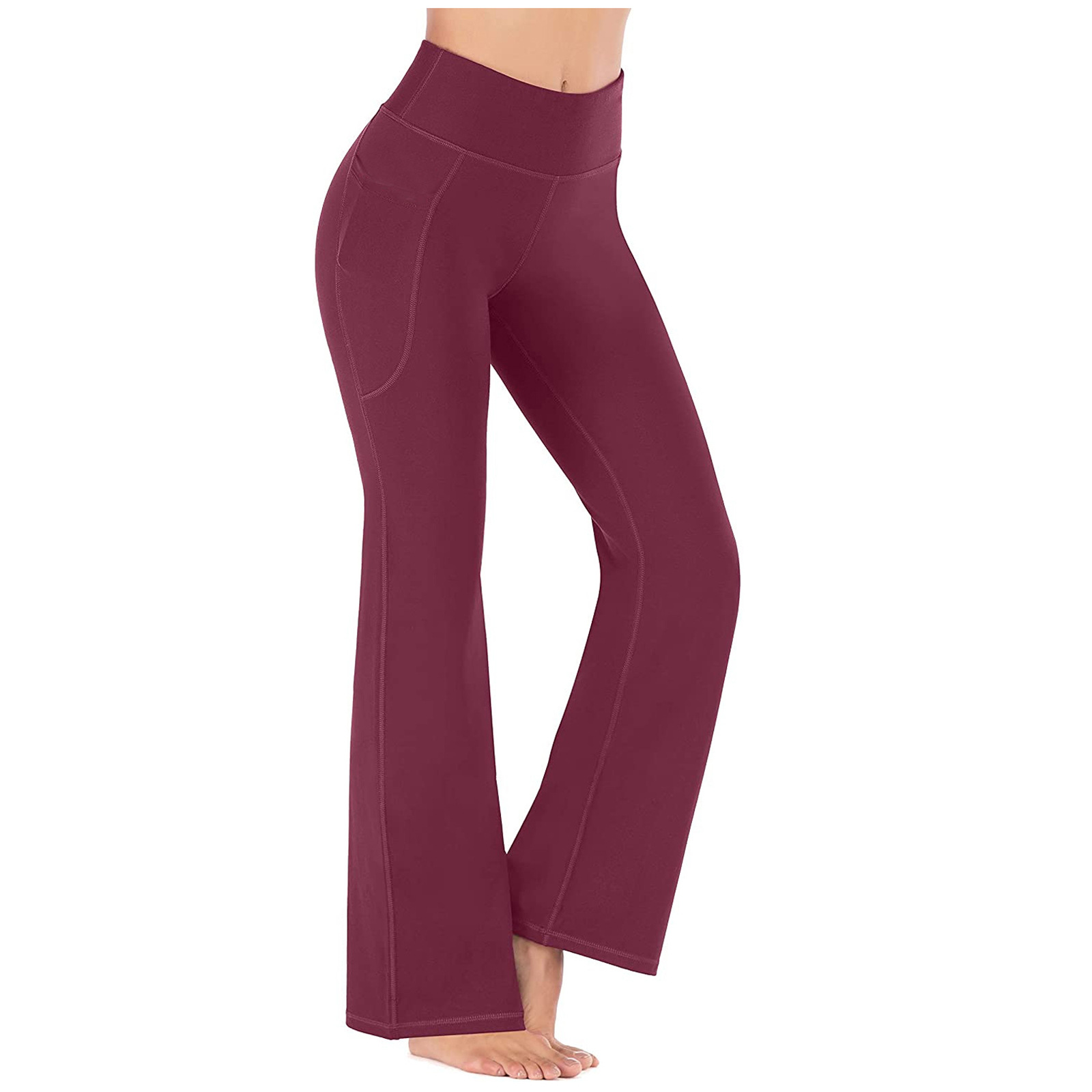 Kadın Yüksek Bel Geniş Paça Pantolon Modası ve Popüler Yoga Geniş Paça Pantolonu_voghion.com