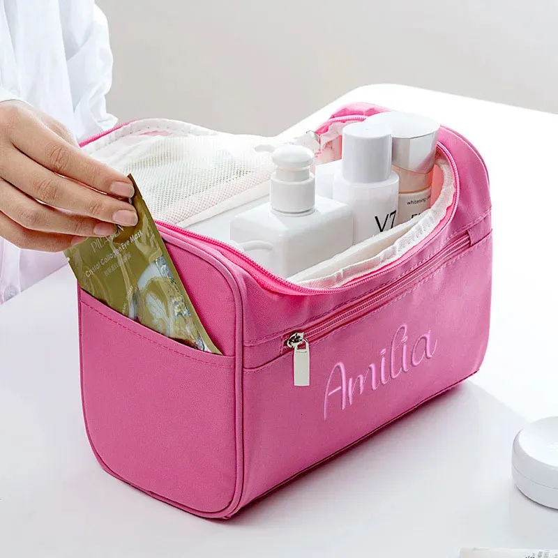 Personalized Large Capacity Cosmetic Bag Custom Embroidered Travel_voghion.com