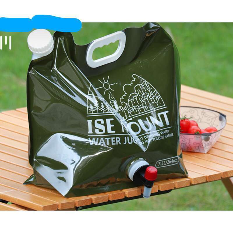 Outdoor 7.5L Folding Storage Bag, Large Capacity Plastic Bucket With Valve, Camping Supplies, Portable Water Bag_voghion.com