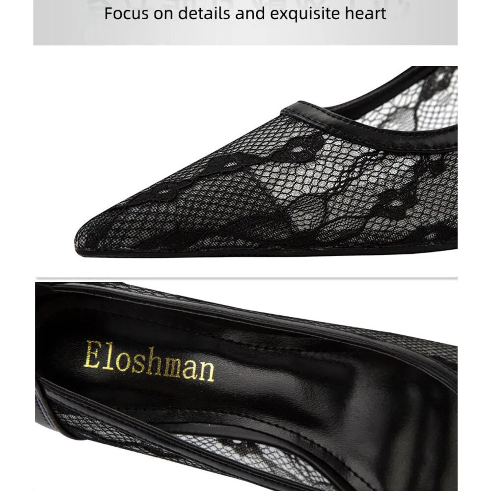 869-19 Style High Slim Heel Shallow Mouth Pointed Flower Embroidered Thread Lace Mesh Hollow Sexy Nightclub Single Shoes_voghion.com
