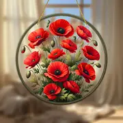 Scarlet Blooms Suncatcher - 8" Acrylic Floral Art. Springtime Decor For Porch Or Heartfelt Mother's Day Gift._voghion.com