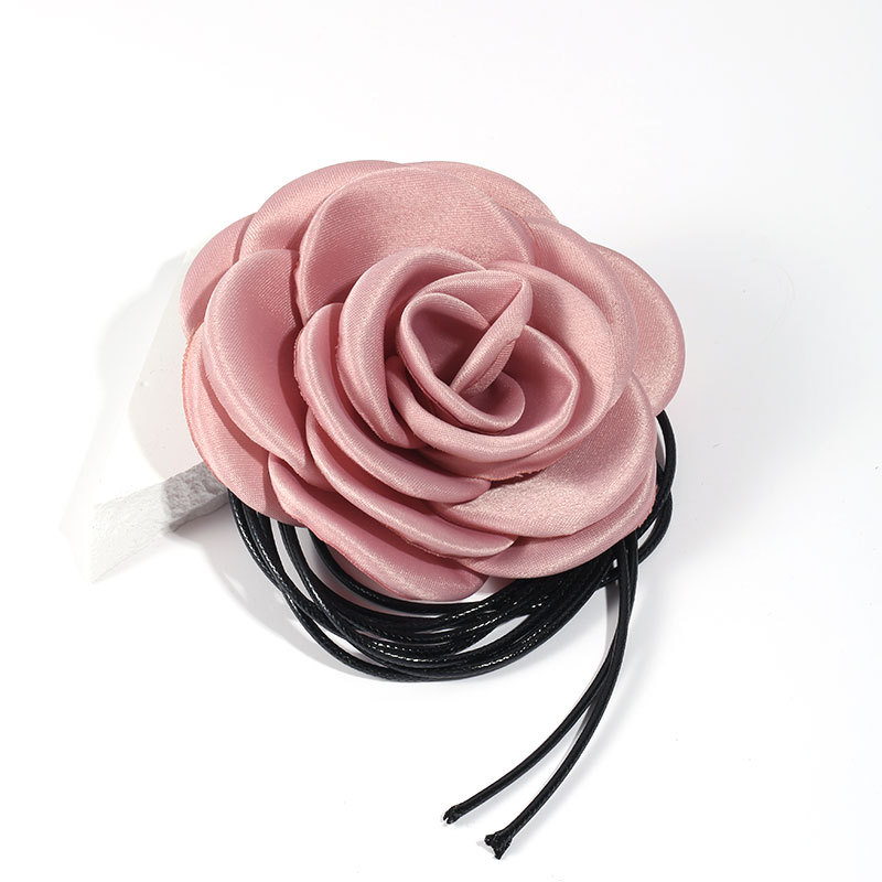 Handmade Fabric Flower Strap Necklace Sexy and Pure Desire Korean Wax Neckchain Choker Collar for Women_voghion.com
