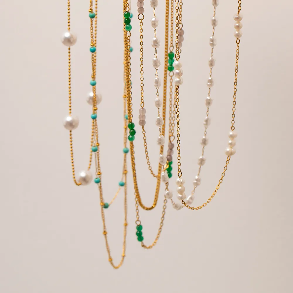 Goldene Perlenketten Halskette Für Damen Elegantes Schmuck Geschenk_voghion.com