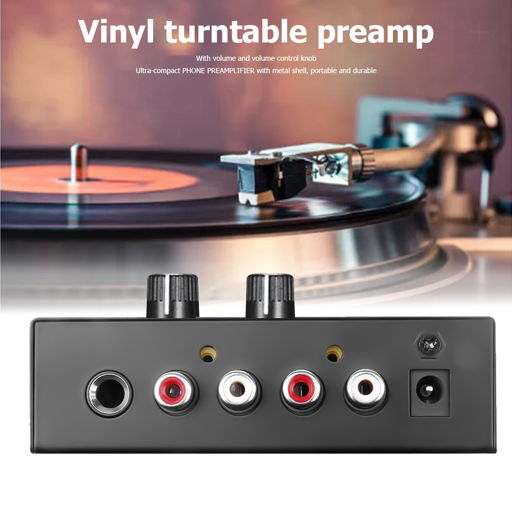 Pré-amplificador Phono Pré-amplificador Pré-amplificador com controle de volume de nível Entrada RCA Saída 1/4" Interfaces de saída TRS para toca-discos de vinil LP_voghion.com