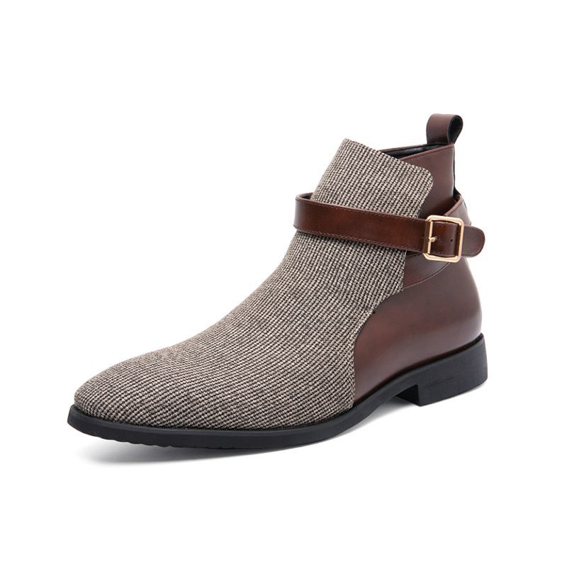 Große High-Top-Schuhe, trendige Lederstiefel für Herren in koreanischer Version, personalisierte britische Freizeitstiefel mit Schnalle_voghion.com
