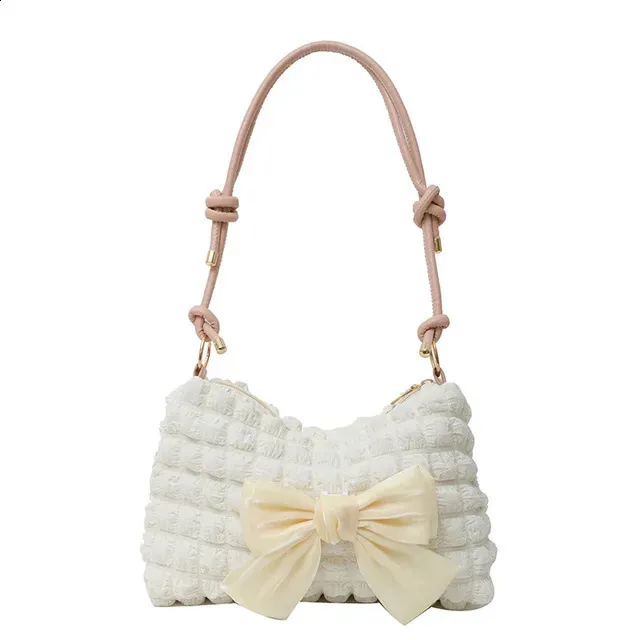 Modische Schultertasche mit Schleife, lässige Umhängetaschen für Damen unter dem Arm, Schleifen-Geldbörse für Damen 240823_voghion.com