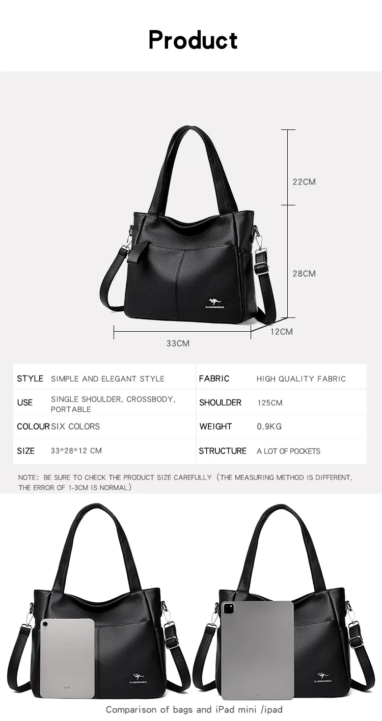 Hochwertige weiche Leder-Schulter-Umhängetaschen für Frauen mit großer Kapazität Tasche Marke Designer Casual Handtasche Sac A Main_voghion.com