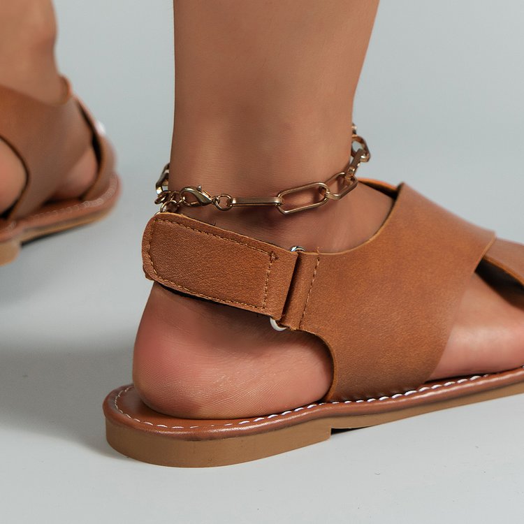 Ciabatte da spiaggia a punta aperta con fascia larga in stile retrò da donna_voghion.com