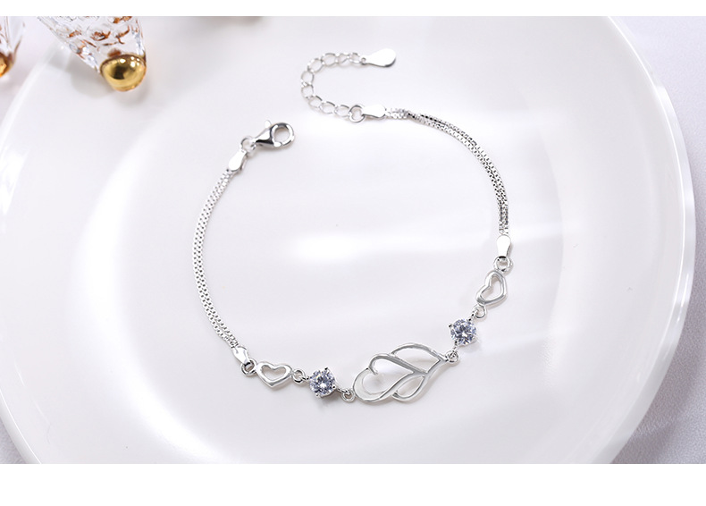 Prezzo speciale Wanying Double Bracelet S Argento puro giapponese e coreano a forma di cuore Internet Red Jewelry Gift_voghion.com
