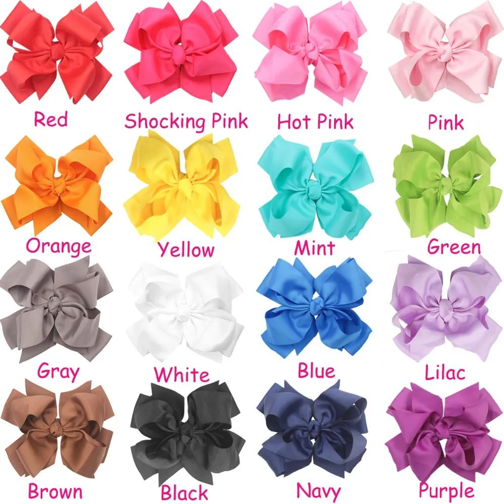 16pcs Big Clips 7 Inches Huge Large Double-Deck Bow Boutique Hair Bows For Girls Kids Children Women_voghion.com