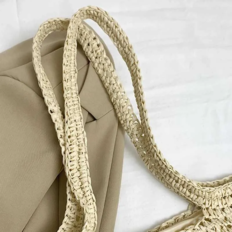 Sac de créateur Sac à bandoulière décontracté de haute qualité Str tissé grande capacité solide femme 2024 été chaud selg voyage en bord de mer_voghion.com