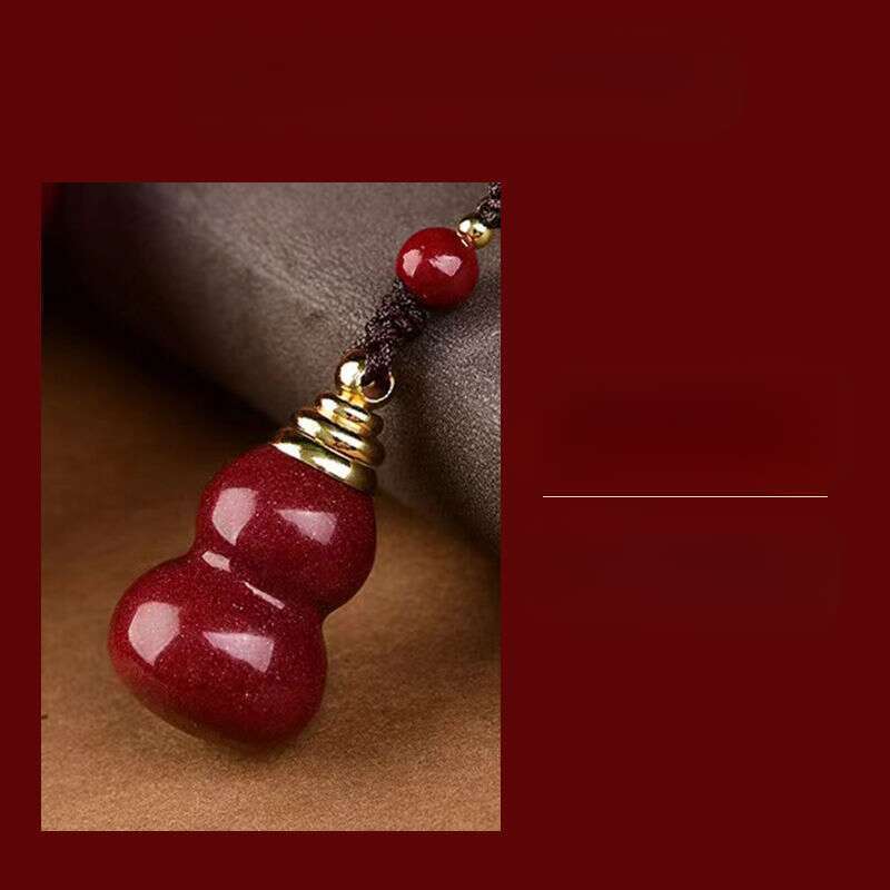 【 8342 People's Collection 】 Hollow Cinnabar Lucky Life Hollow Gourd Necklace Phone Key Pendant, Hollowed Out Red_voghion.com