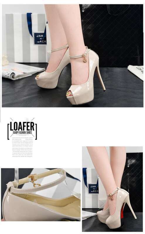 Nuove scarpe con plateau impermeabili primaverili e autunnali, tacchi alti e sottili, cinturino posteriore in pelle laccata, bocca bassa_voghion.com