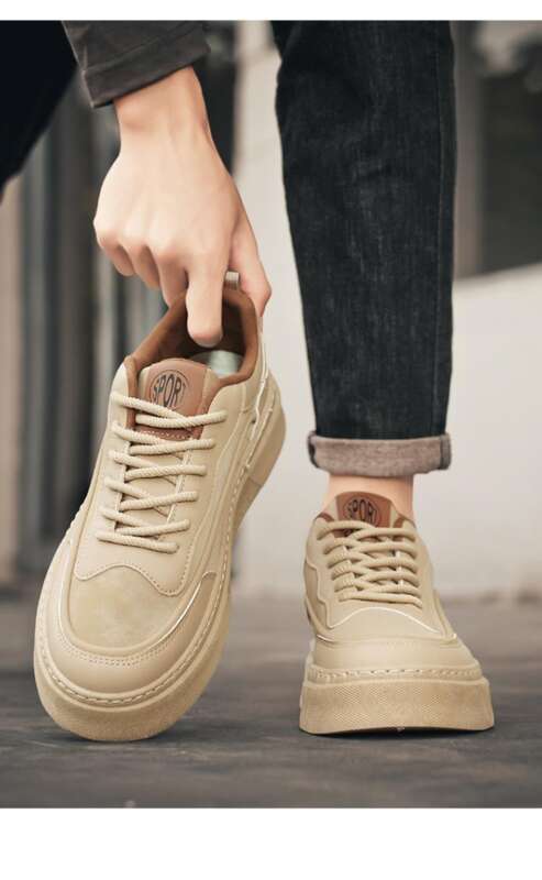 Kevään uudet hengittävät pienet valkoiset miesten opiskelijatrendit monipuoliset paksupohjaiset urheilulliset rentolautakengät trendikkäät_voghion.com