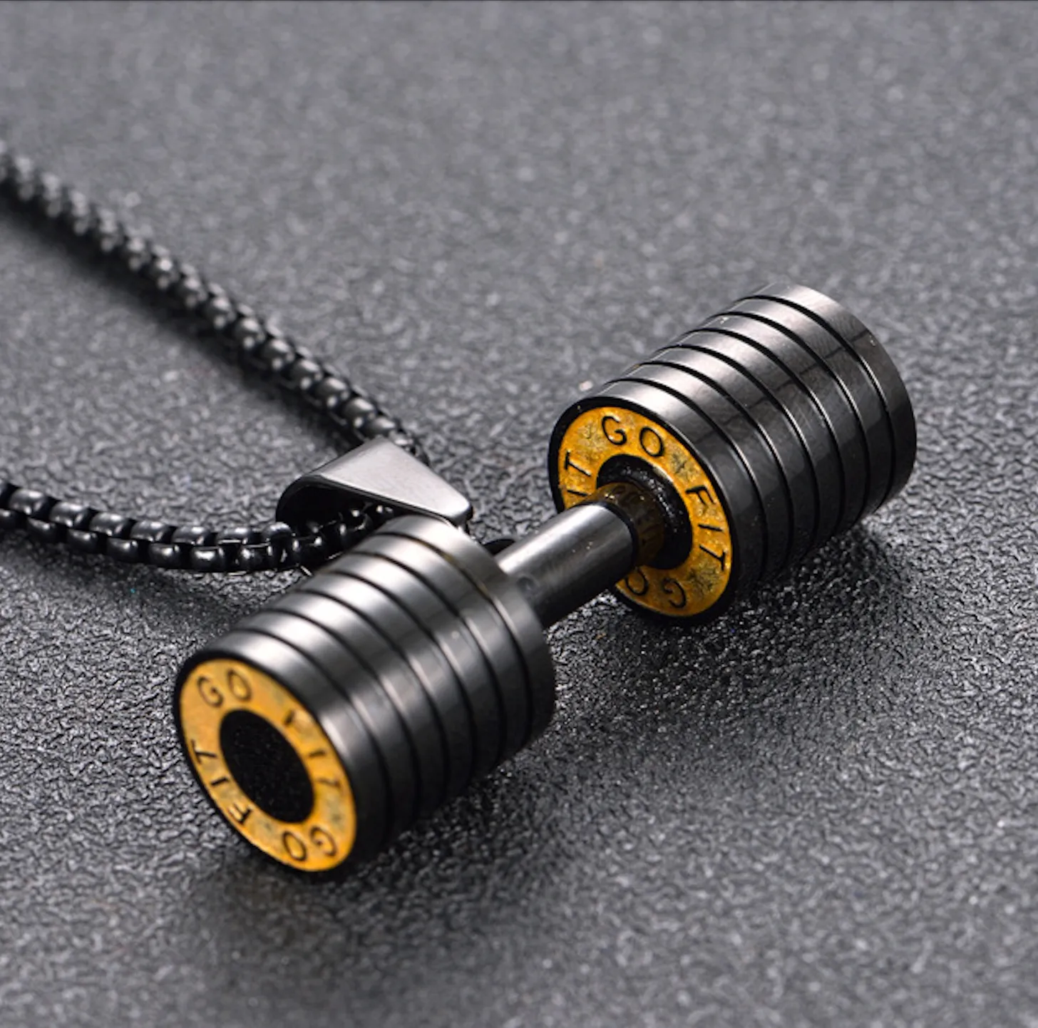 Colliers pendentifs Bijoux fantaisie Acier inoxydable Collier haltère Fiess Accessoires de sport tendance Titane Hommes_voghion.com