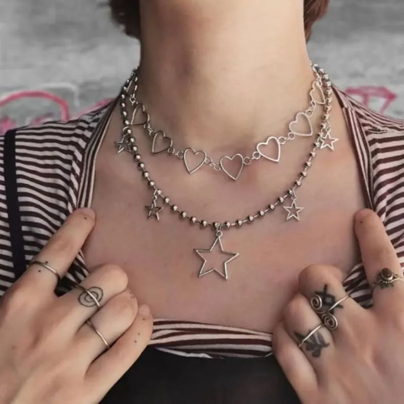 Ketten Perlen Kette Hohl Stern Schlüsselbein Stilvolle Elegante Fringe Halskette Geschenk N2UE_voghion.com