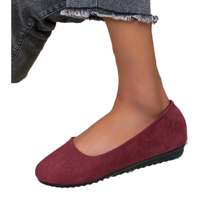 large Size Women's Shallow-mouth Shoes New Comfortable Flat-soled Suede Slip-on Women's Shoes In Stock_voghion.com