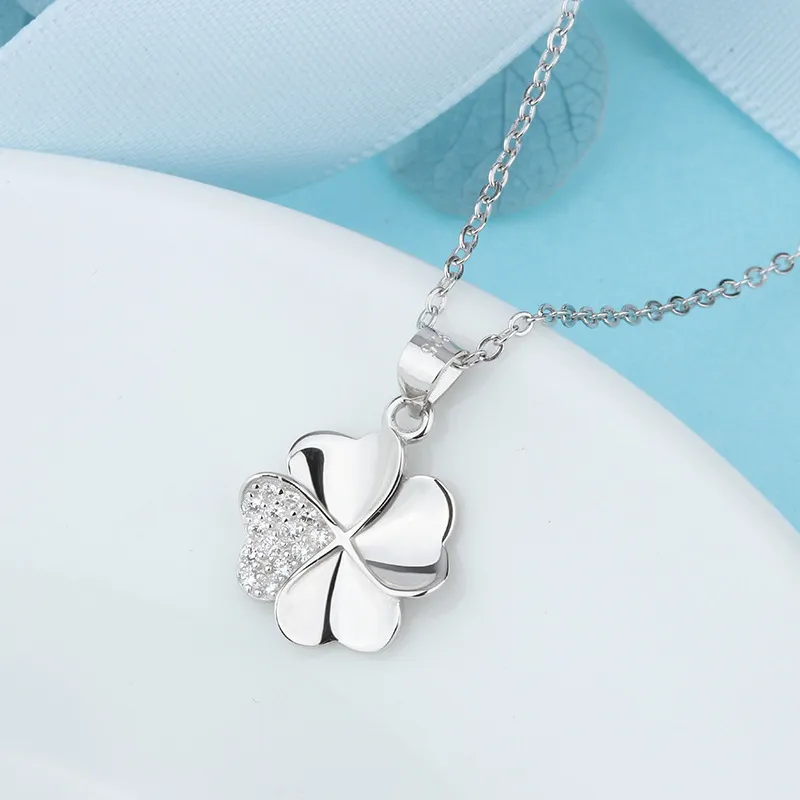 Clover Necklace Sterling Silver Zircon Romantic Pendant For Women_voghion.com