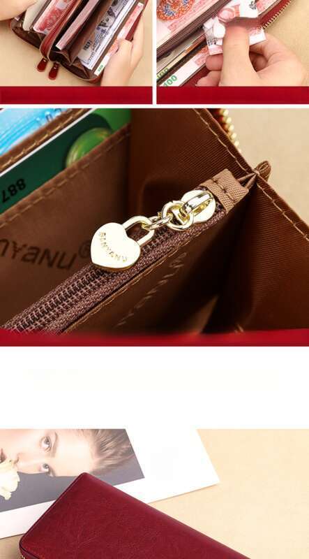 Lange Brieftasche aus echtem Leder mit Doppelreißverschluss und großer Kapazität, Handtasche, Brieftasche für Damen_voghion.com