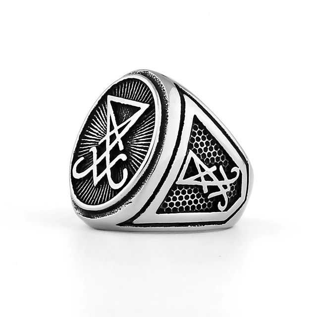 Religion Satan Lucifer Men's Gothic Stainless Steel Wicca Personality Finger Accessories Biker Party Club Ring Jewelry_voghion.com