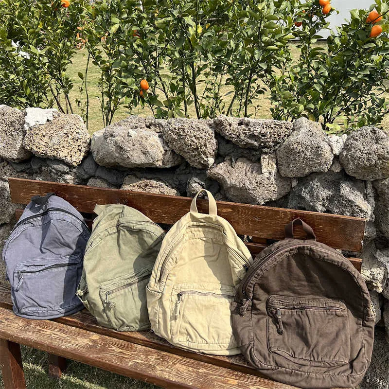 Vintage platneni ruksak za žene s patentnim zatvaračem, ležeran, srednjeg kapaciteta, u preppy stilu, ženski, Ba241031_voghion.com