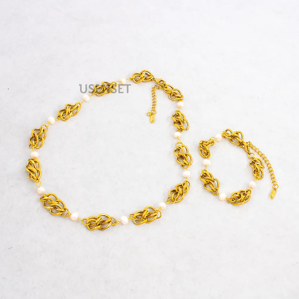 Catene Donna Uomo Perla Collana Cubana Moda Oro Colore Irregolare Unico Audacemente Acciaio Inossidabile Catena Gioielleria_voghion.com